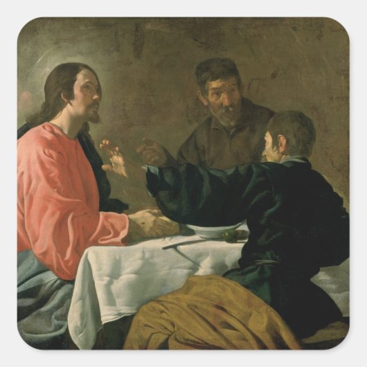 Supper bij Emmaus, 1620 Vierkante Sticker (Voorkant)