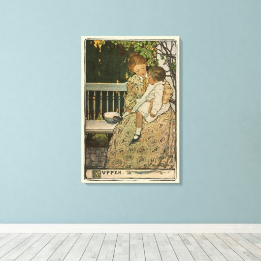 Supper by Jessie Willcox Smith Canvas Afdruk (Insitu (Houten vloer))