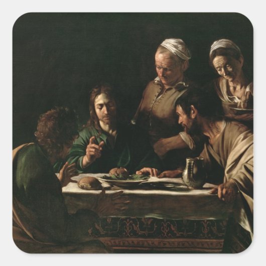 Supper in Emmaus, 1606 Vierkante Sticker (Voorkant)