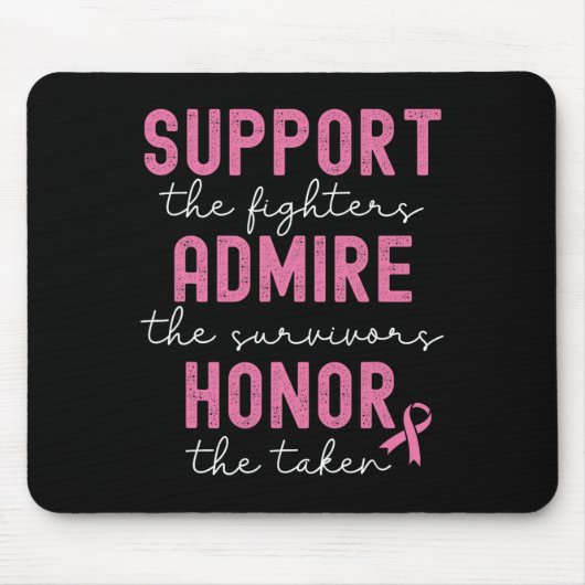 Support Admire Honor Breast Cancer Awareness Muismat (Voorkant)