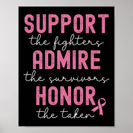 Support Admire Honor Breast Cancer Awareness Poster (Voorkant)