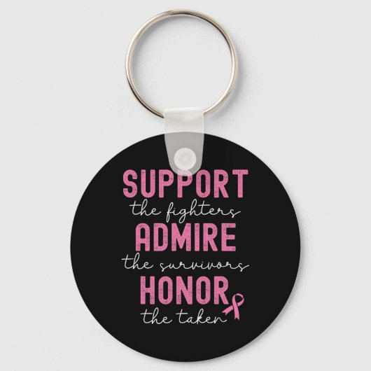 Support Admire Honor Breast Cancer Awareness Sleutelhanger (Voorkant)