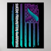 Support American Flag Ribbon Suicide Awareness For Poster (Voorkant)