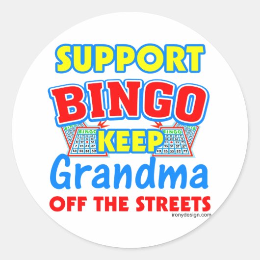 Support Bingo Grandma Ronde Sticker (Voorkant)