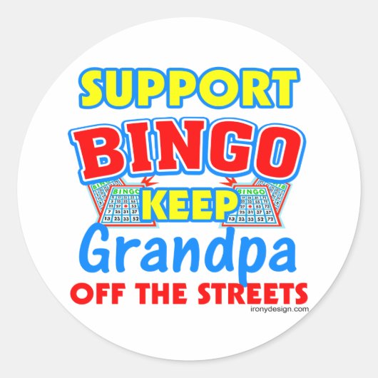 Support Bingo Grandpa Ronde Sticker (Voorkant)