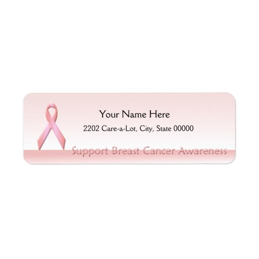 Support Breast Cancer Awareness Return Address Etiket (Voorkant)