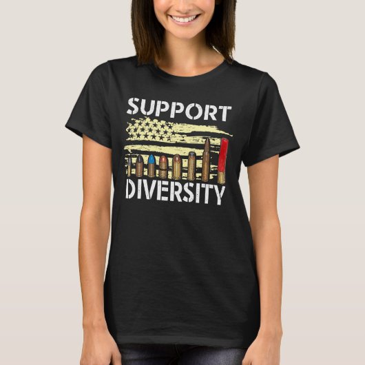 Support Diversity Pistool Bullets Veteran Soldaat  T-shirt (Voorkant)
