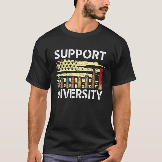 Support Diversity Pistool Bullets Veteran Soldaat  T-shirt (Voorkant)