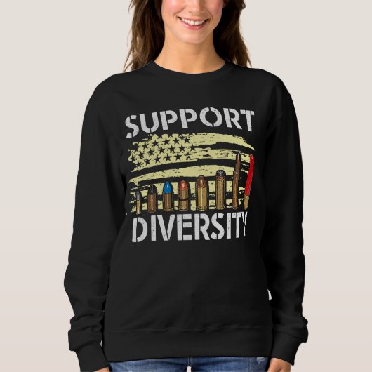 Support Diversity Pistool Bullets Veteran Soldaat Trui (Voorkant)
