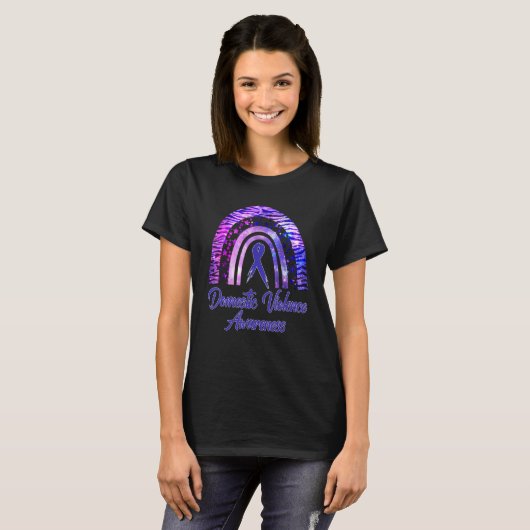Support Domestic Violence Awareness Rainbow Blue R T-shirt (Voorkant volledig)