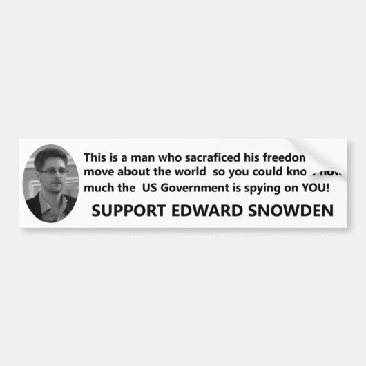 Support Edward Snowden Bumpersticker (Voorkant)