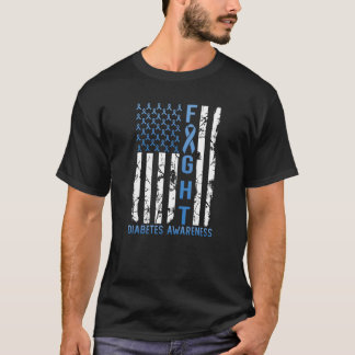 Support Fight USA Flag Type 2 Diabetes Awar T-shirt