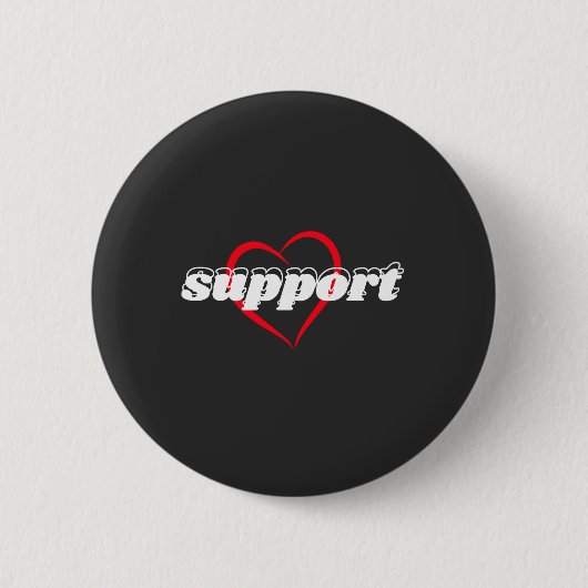Support Heart Design – Red Love Symbol with Bold Ronde Button 5,7 Cm (Voorkant)