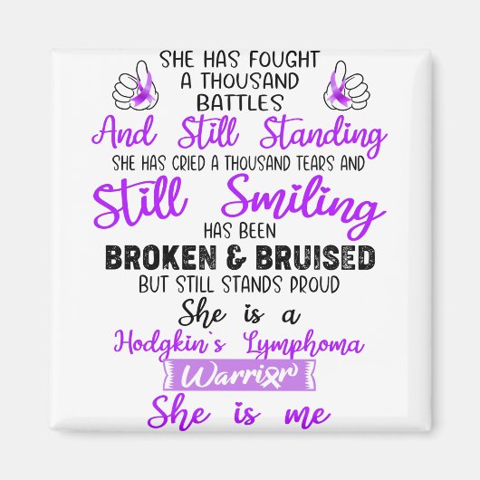 Support Hodgkin's Lymphoma Warrior Gifts Magneet (Voorkant)