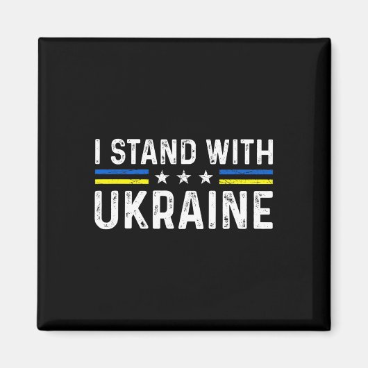 Support I Stand With Ukraine Ukrainian Flag Magneet (Voorkant)