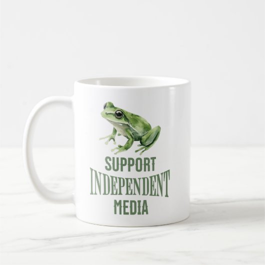 Support Independent Media Frog Watercolor Koffiemok (Links)