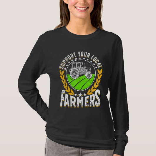 Support Local   Farmer Retro Farming Men Women Far T-shirt (Voorkant)