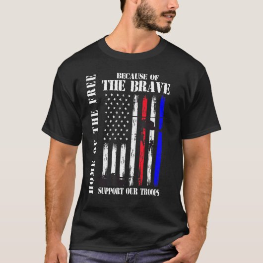 Support Our Troops Veterans Memorial Day Usa Flag  T-shirt (Voorkant)