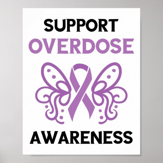 Support Overdose Purple Ribbon Overdose Awareness Poster (Voorkant)