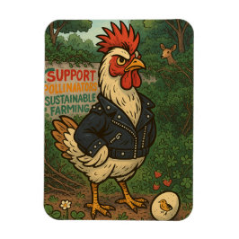 Support Polinators Cool Rooster in Leather Jacket Magneet