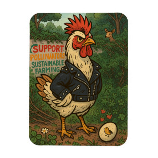 Support Polinators Cool Rooster in Leather Jacket Magneet