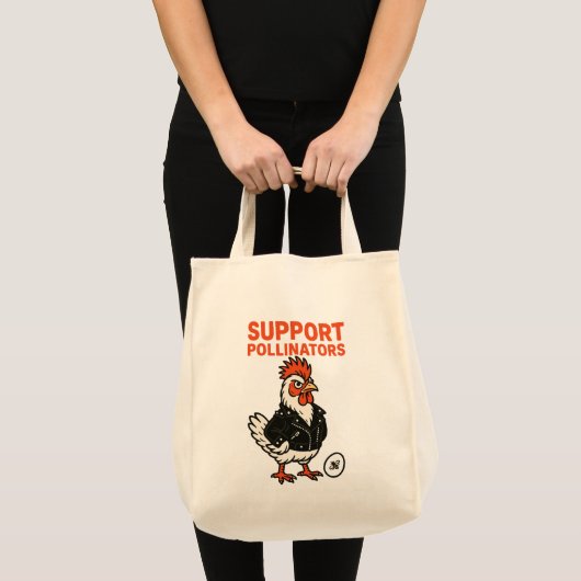 Support Polinators Cool Rooster in Leather Jacket Tote Bag (Voorkant (product))