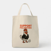 Support Polinators Cool Rooster in Leather Jacket Tote Bag (Achterkant)