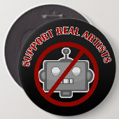 "Support Real Artists!' Pin Ronde Button 6,0 Cm (Voorkant /achterkant)