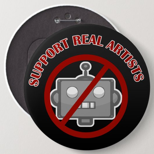"Support Real Artists!' Pin Ronde Button 6,0 Cm (Voorkant /achterkant)