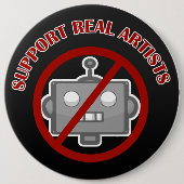 "Support Real Artists!' Pin Ronde Button 6,0 Cm (Voorkant)