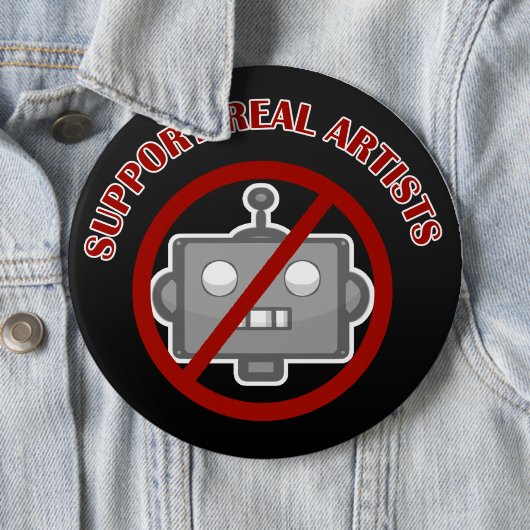 "Support Real Artists!' Pin Ronde Button 6,0 Cm (In situ)