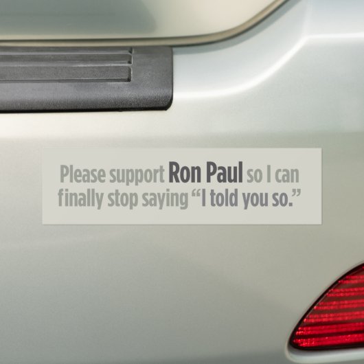 Support Ron Paul Bumpersticker (Op auto)