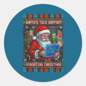 Support s Tech Santa Ugly Rebooting Ronde Sticker (Voorkant)