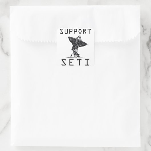 Support SETI Vierkante Sticker (Tas)