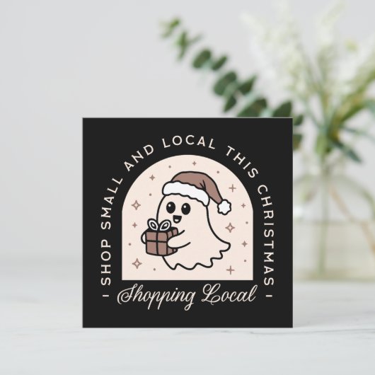 Support shop kleine lokale kerstcadeau geven feestdagenkaart (Staand voorkant)