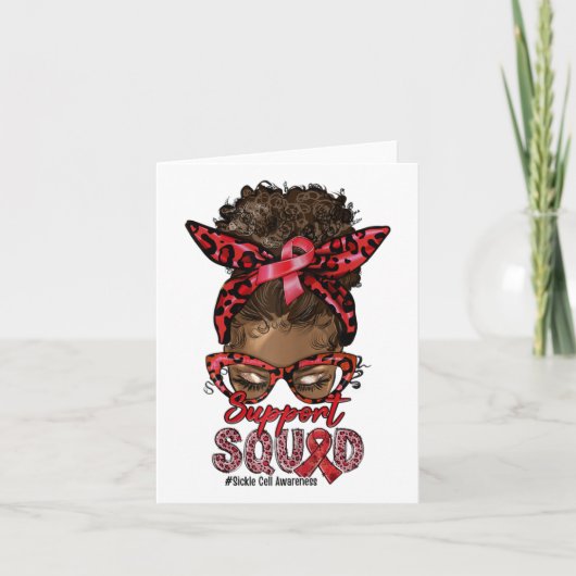 Support Squad Afro Messy Bun Leopard Sickle Cell A Kaart (Voorkant)