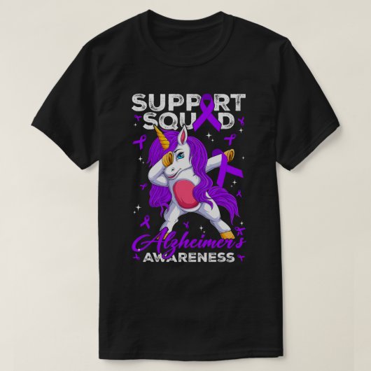 Support Squad Alzheimer's Awareness Unicorn & Purp T-shirt (Design voorkant)