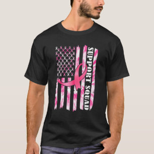 Support Squad American Flag Pink Ribbon Breast T-shirt