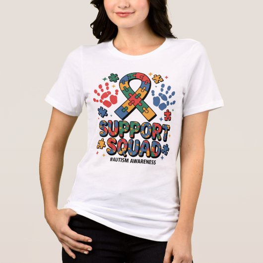 Support Squad Autism Awareness Autistic Boy Teens Tri-Blend Shirt (Voorkant)
