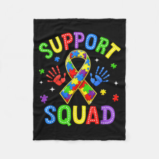 Support Squad Autism Awareness Family Outfits Men Fleece Deken