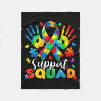 Support Squad Autism Awareness Family Outfits Men Fleece Deken