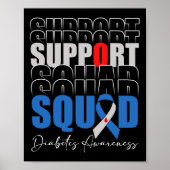 Support Squad Blue Ribbon T1D Diabetes Awareness M Poster (Voorkant)