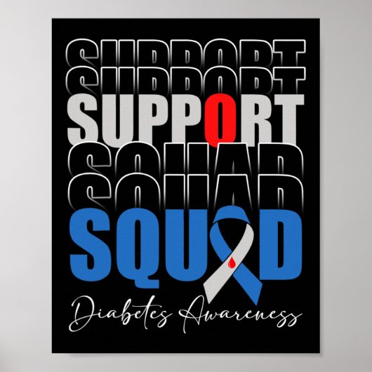 Support Squad Blue Ribbon T1D Diabetes Awareness M Poster (Voorkant)