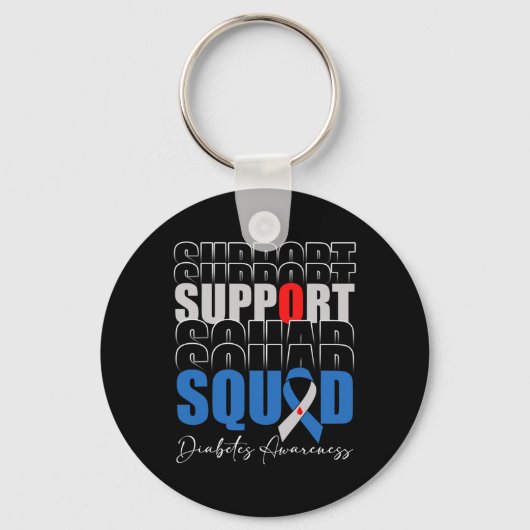 Support Squad Blue Ribbon T1D Diabetes Awareness M Sleutelhanger (Voorkant)
