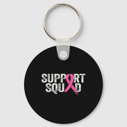 Support Squad Borstkanker Awareness Month Pink W Sleutelhanger (Voorkant)