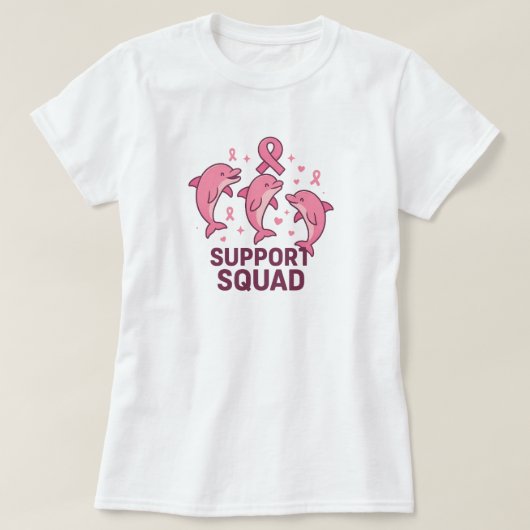 Support Squad – Borstkanker Bewustzijn Dolfijnen T-shirt (Design voorkant)