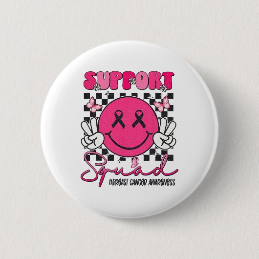 Support Squad Borstkanker Bewustzijn Glimlach Face Ronde Button 5,7 Cm (Voorkant)