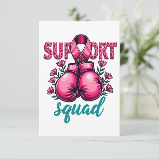 Support Squad Borstkanker Bewustzijn Handschoenen  Bedankkaart (Staand voorkant)