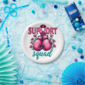 Support Squad Borstkanker Bewustzijn Handschoenen Papieren Bordje (Feest)