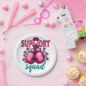 Support Squad Borstkanker Bewustzijn Handschoenen Papieren Bordje (Feest)